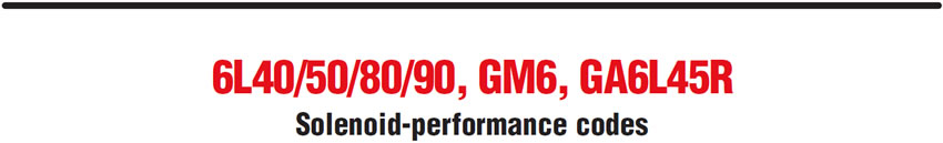6L40/50/80/90, GM6, GA6L45R
Solenoid-performance codes