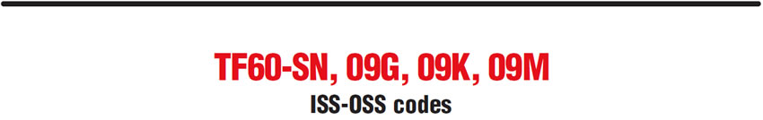 TF60-SN, 09G, 09K, 09M
ISS-OSS codes