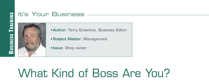 What Kind of Boss Are You?

It’s Your Business

Author: Terry Greenhut, Business Editor
Subject Matter: Management
Issue: Owner behavior