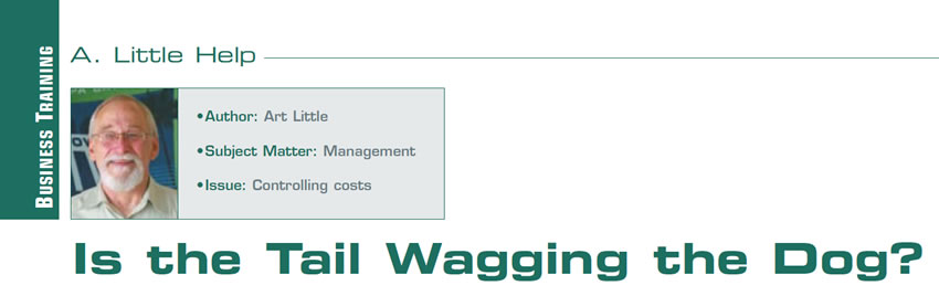 Is the Tail Wagging the Dog?

A Little Help

Author: Art Little
Subject Matter: Management
Issue: Controlling costs