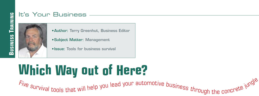 Which Way out of Here?

It’s Your Business

Author: Terry Greenhut, Business Editor
Subject Matter: Management
Issue: Tools for business survival